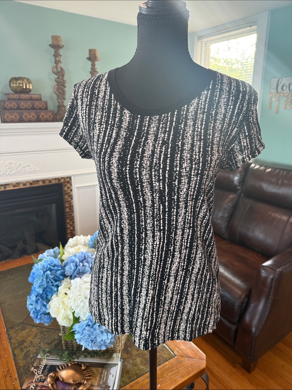 rag & bone Black and White Striped Short-Sleeve Tee